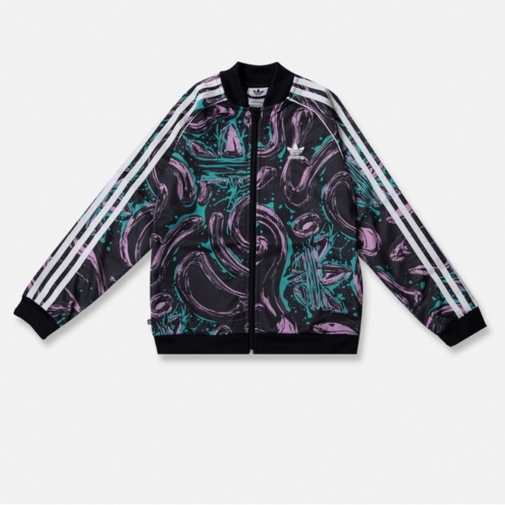 adidas Graphic Print Zip Up Sweatshirt Jacket